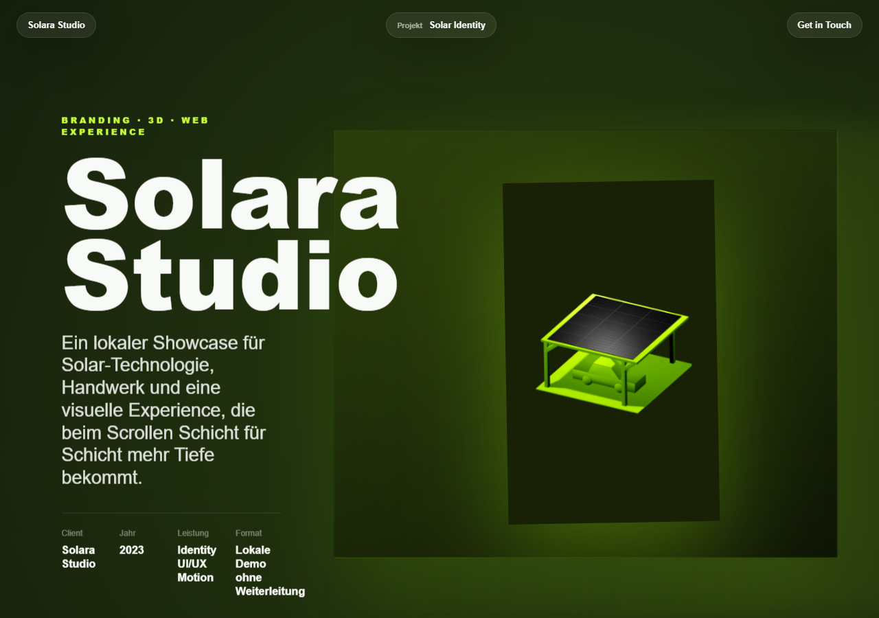 Solara Studio Website-Vorschau